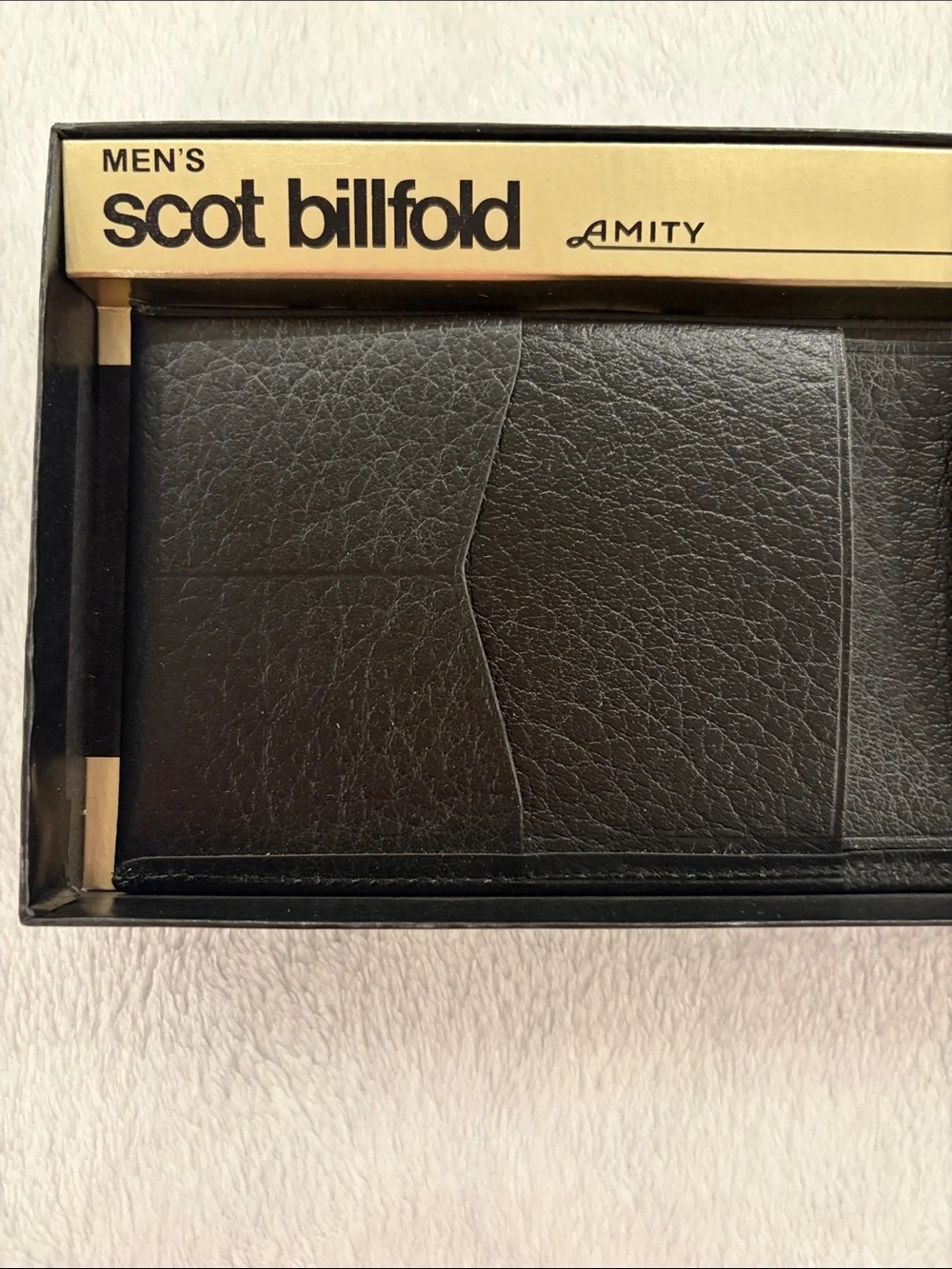 Vintage 1970s LikeNew Ami Black Scot Billfold Wallet - Men's Leather Card Holder